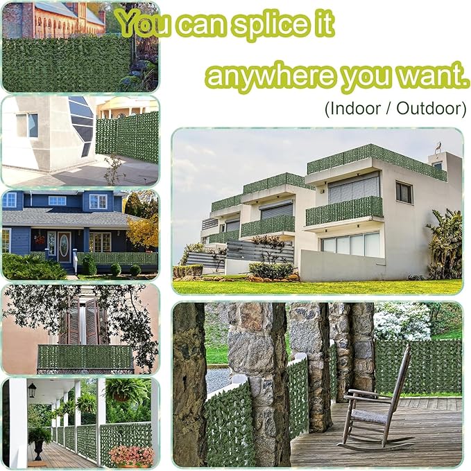Artificial Ivy Privacy Fence Screen: 200 "x 60" (84 Sqft) Anti-Ultraviolet Artificial Hedge Grass Wall, Used for Indoor and Outdoor Green Background, Garden Greening Decoration