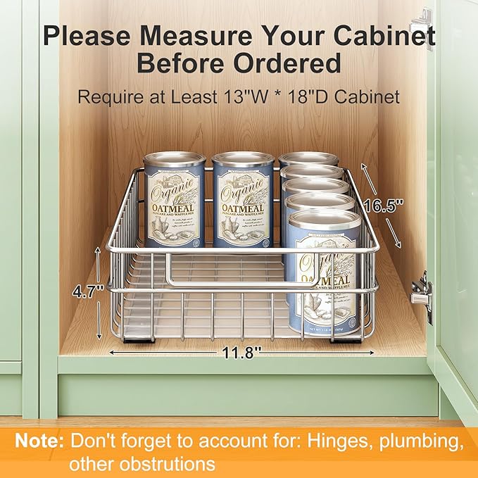 Pull-Out Cabinet Organizer — Stainless Steel, 4-Pack