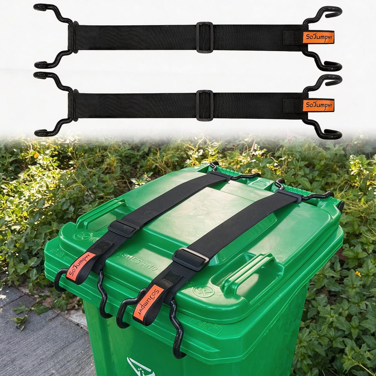 Trash Can Lid Lock Strap with Handle for Animals Proof & - Image 1