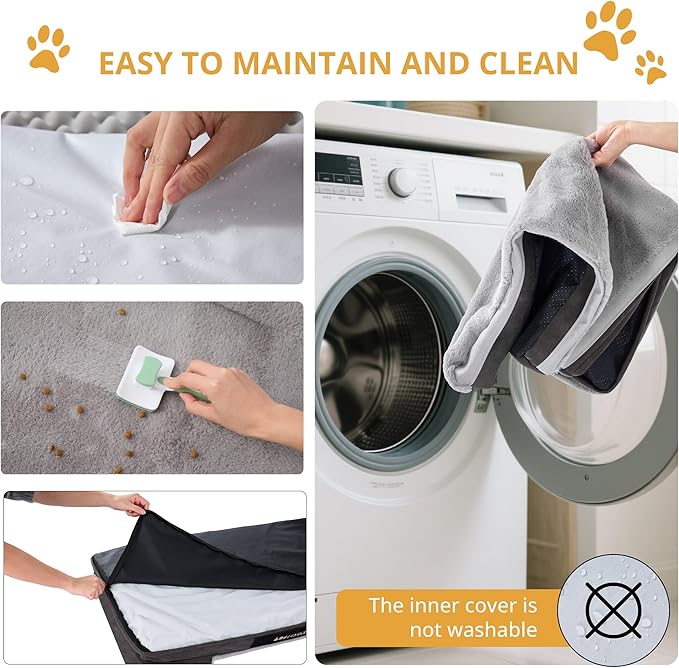 EGOHOME Durable Orthopedic Dog Bed for Large Dogs,Memory Foam Pet Bed with Sides, Non-Slip and Egg-Crate Charcoal Foam Dog Couch Bed with Waterproof Liner&Washable Removable Cover, Grey,41x27x6.5 Inch