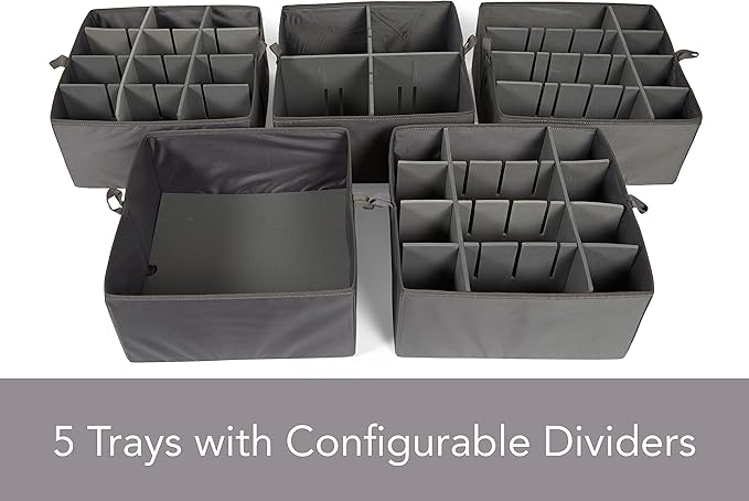 Covermates Keepsakes Hanging Closet Organizer Set - Heavy Duty Material, Sturdy Interior Shelves, Includes Trays with Dividers - Closet Storage, Red Heather