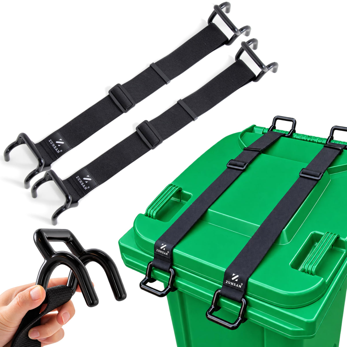Heavy Duty Trash Can Lock Strap, Adjustable Garbage Bin - Image 1