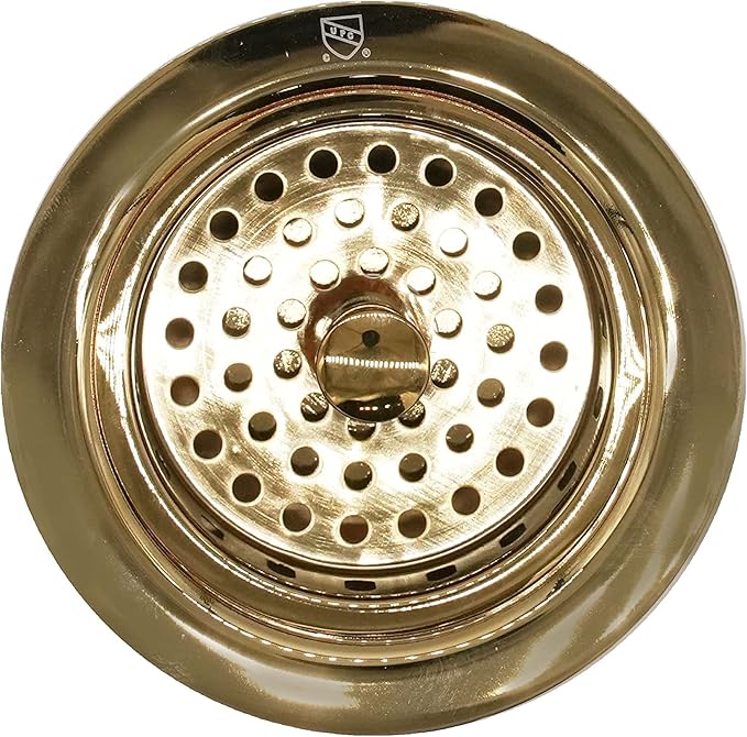 Westbrass D2165-01 Post Style Large Kitchen Basket Strainer with Waste Disposal Flange and Stopper, Polished Brass