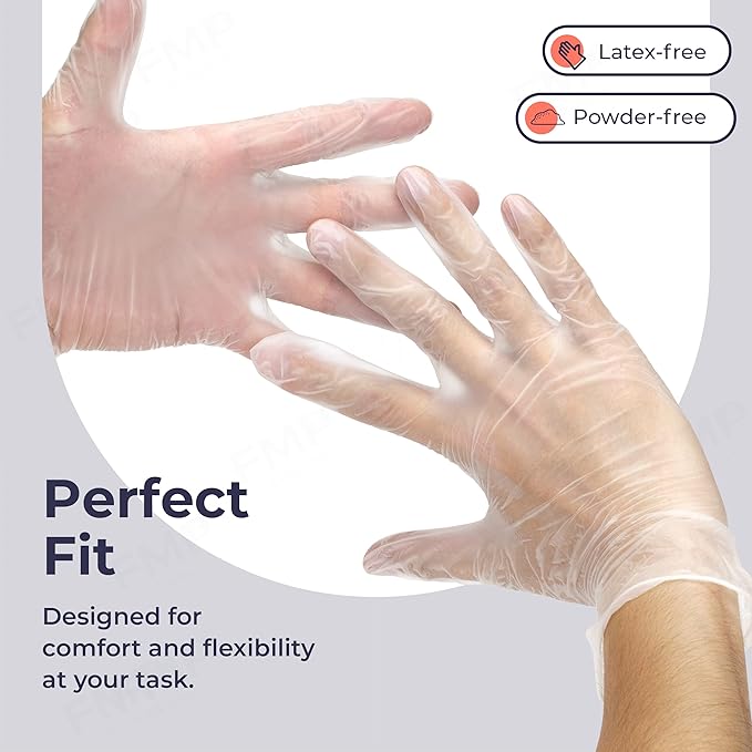 Fit Meal Prep 2000 Pack Disposable Latex Free Large Vinyl Food Prep Gloves - Powder Free, Ideal for Kitchen, Bathroom, Household, Gardening