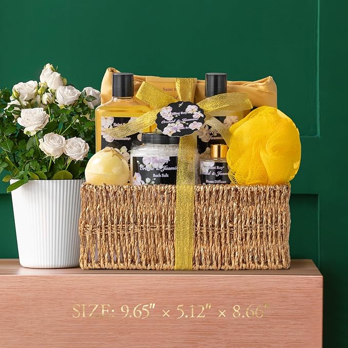 15Pcs Spa Kit Gifts for Women - Luxury Bath and Body Spa Gift Basket for Women with Purse Cute Handbag | Relaxing Care Kit Orchid Jasmine Mothers Day Gifts for Mom Gift Baskets for Anniversary