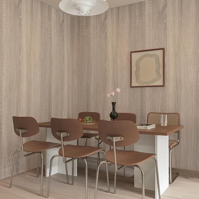 590"x31.5" Extra Wide Light Wood Wallpaper Gray Wood Grain Contact Paper Peel and Stick Wallpaper Wooden Contact Paper Waterproof Self Adhesive Vinyl Wrap for Kitchen Bathroom Bedroom