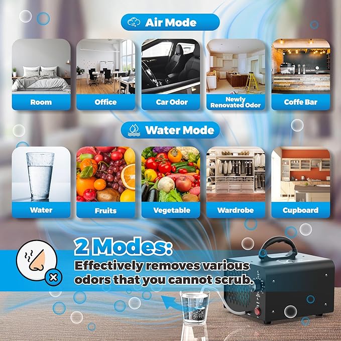 Ozone Generator Water and Air 68,000mg/h, Commercial Ozone Machine Odor Removal, High Capacity Ozone Machine, Home Ozone Generator for Car, Home and cleaning fruits, vegetables, etc - by TTDMK