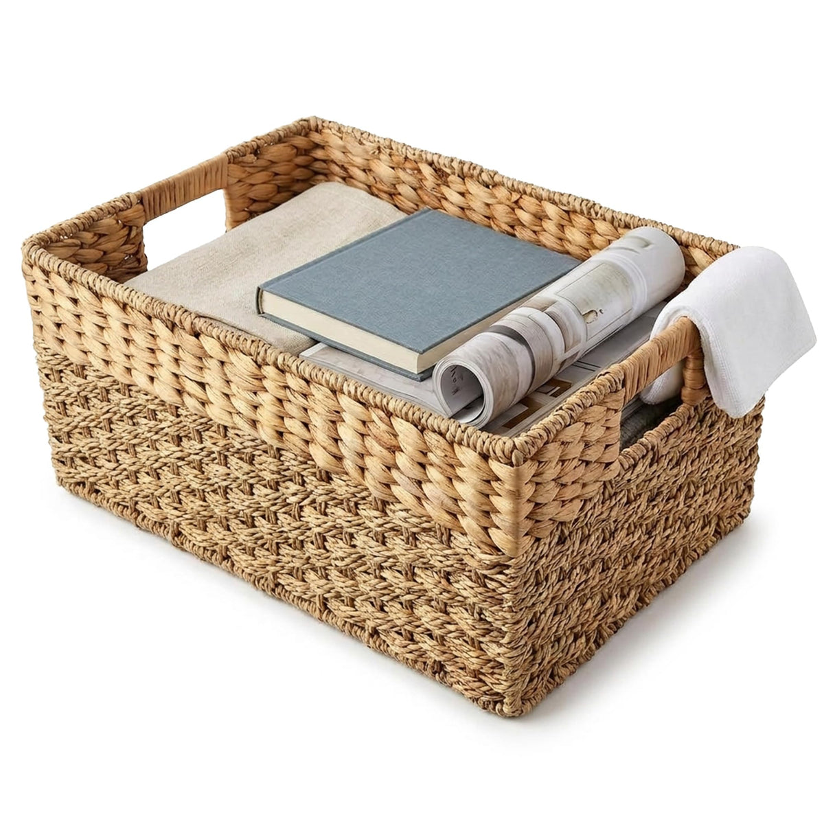 Medium Wicker Storage Basket with Handles, Seagrass - Image 1
