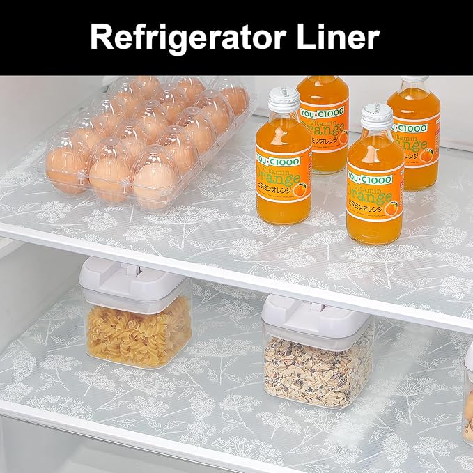 Cooyes Shelf Liners for Kitchen Cabinets, Refrigerator Liners Waterproof & Oil-Proof Kitchen Cupboard Liner Drawer Mats EVA Material Non Adhesive Fridge Liner for Shelves（23.6" W x 236" L）