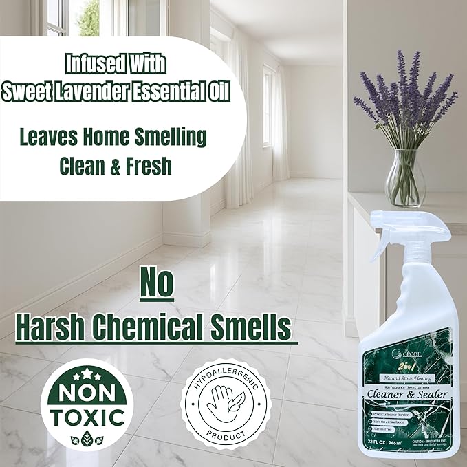 GEODE 2-in-1 Floor Cleaner and Sealer - Lavender Scented High Fragrance Solution for Mopping - Ideal for Marble and Natural Stone Surfaces - Premium cleaner and Sealer for floors.