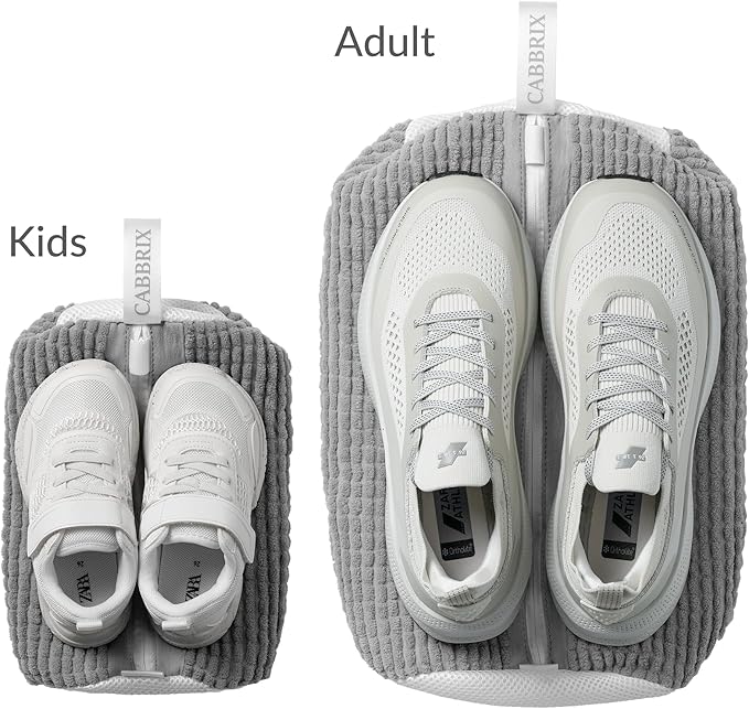 Shoe Washing Machine Bag, 2pcs Cabbirx Laundry Shoe Bag for Washer and Dryer Reusable, 360° Deep Cleaning With Durable Zipper, Washer Balls Include, Small Size for Kids (Gray, Kids)