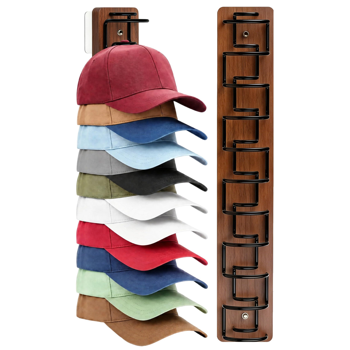 2-Pack Wall-Mounted Hat Storage Organizer, Wooden | Home Organization - Image 1