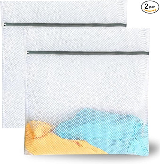 BLMHTWO 2PCS Honeycomb Mesh Laundry Bags for Delicates, Premium Durable Delicate Laundry Bag Large Mesh Bag with Sturdy Zippers, Lingerie Bags for Washing Delicates（24 x 24 in）