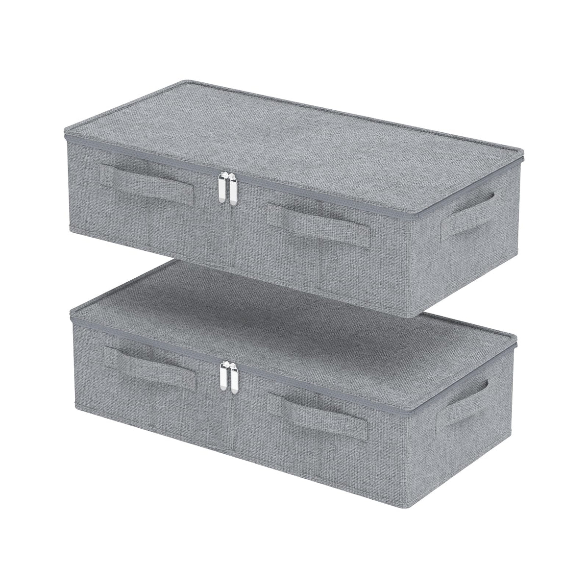 Underbed Fabric Storage Box with Lids,23.6x11.8x5.9in,Grey,2 Pack - Image 1