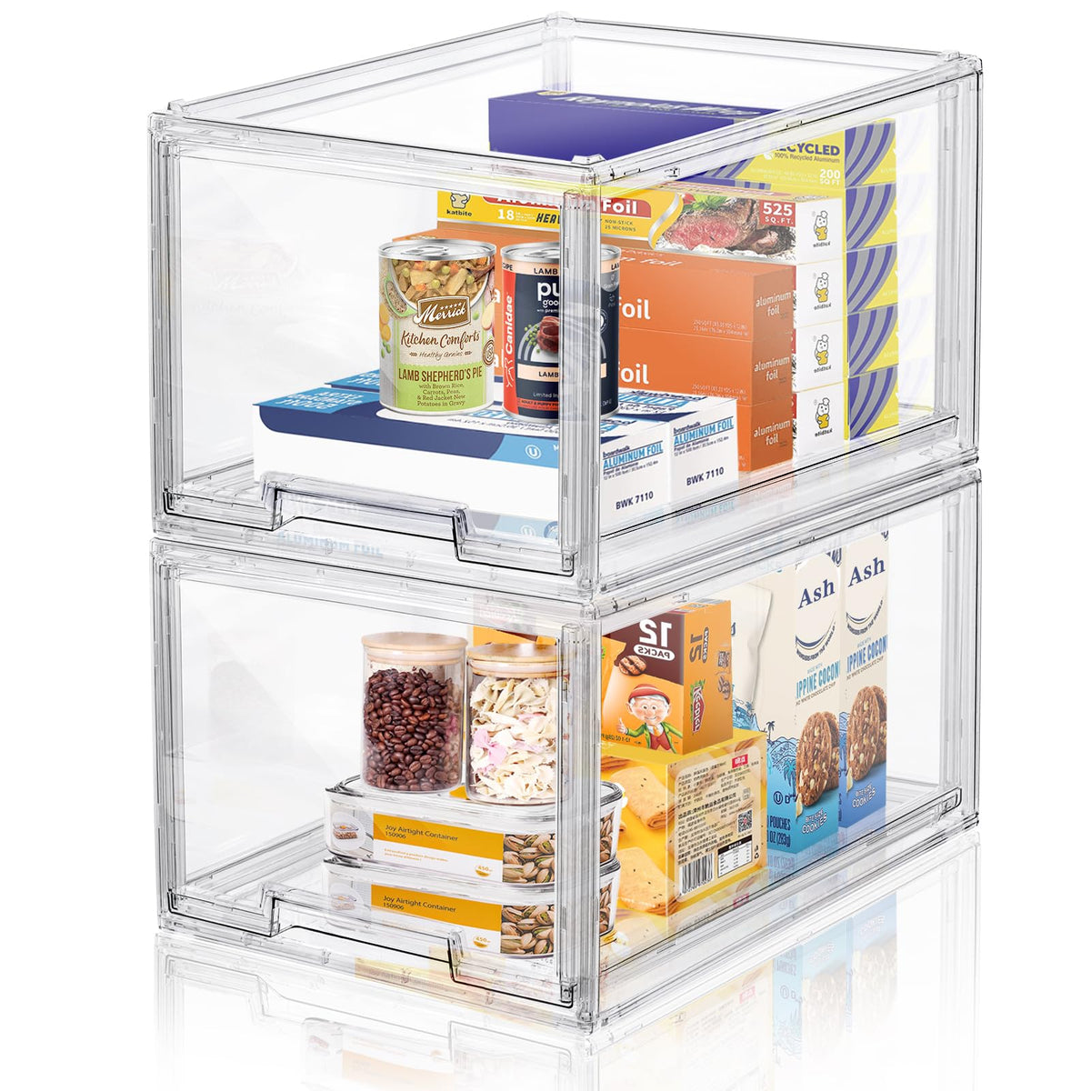 DILIBRA 2 Packs Large Stackable Storage Drawers, Plastic Clear - Image 1