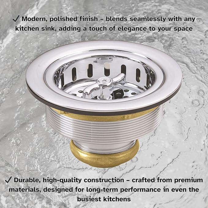 Westbrass Wing Nut Style Large Kitchen Sink Basket Strainer, 2 Pack, Polished Chrome, D2135-26