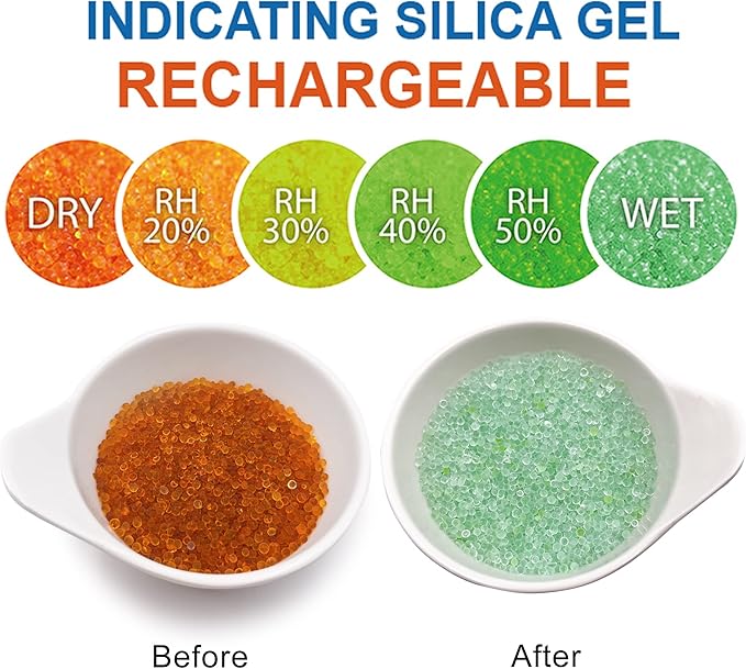 40 Gram Pack of 4 Silica Gel Canister, Gun Safe Dehumidifiers (Orange to Green), Reusable Desiccant Moisture Absorber for Car, Closet