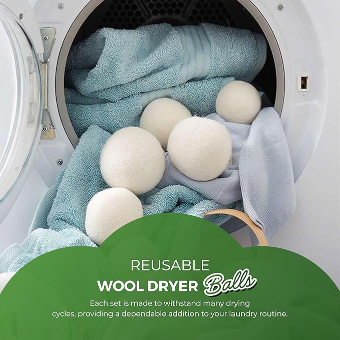 Pursonic Laundry Wool Dryer Balls 9-Pack, XL Size Made with 100% Pure New Zealand Wool - Natural Reusable Fabric Softener Balls for Drying Time & Energy Consumption - Reduces Clothing Wrinkles & Lint
