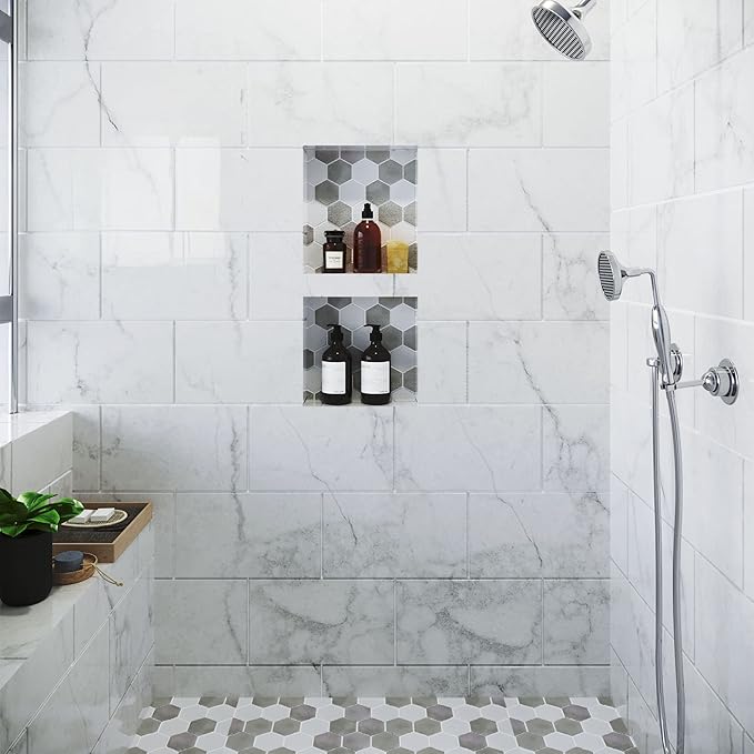 Houseables Shower Niche, Shower Niche Insert Tile Ready, Recessed Bathroom Storage, 12x28 (13x29), in Wall Shelf, Cubby Inserts, Recessed Shampoo Caddy, Inset Shelves, Built in Nook, Soap Box, Prefab