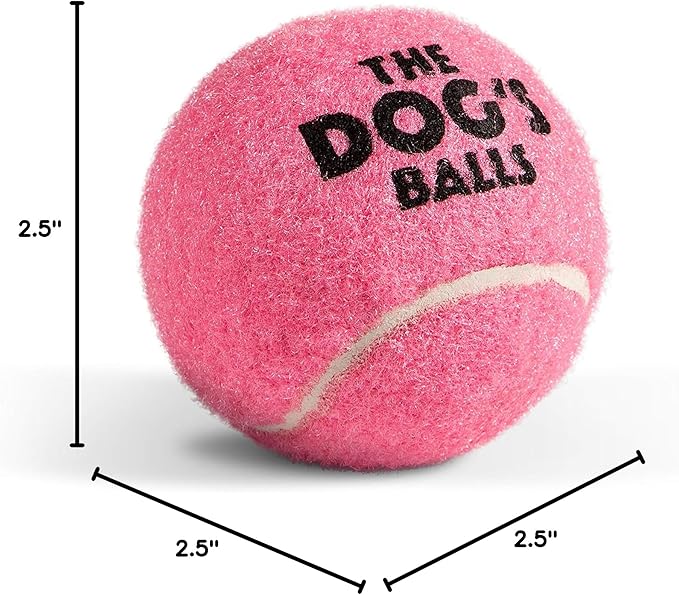 The Dog's Balls Dog Tennis Balls for Dogs, Pink, 12-Pack - Non-Abrasive Felt Fetch Balls, Tough Rubber Core, Float in Water, Fits Standard Launchers