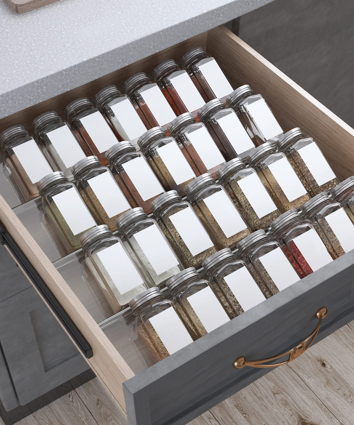 Antimbee 4-Pack Spice Drawer Organizer, 4-Tier Clear Spice Rack - Image 1