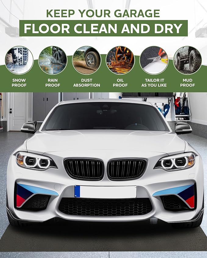 Large Garage Floor Mat 8.83'x22' for Under Car Protects Floor, Garage Driveway Oil Drip Mat,Water Containment Mat, Non-Slip Oil Spill Mat for Kitchen/Car-Wash/Driveway/Doorway