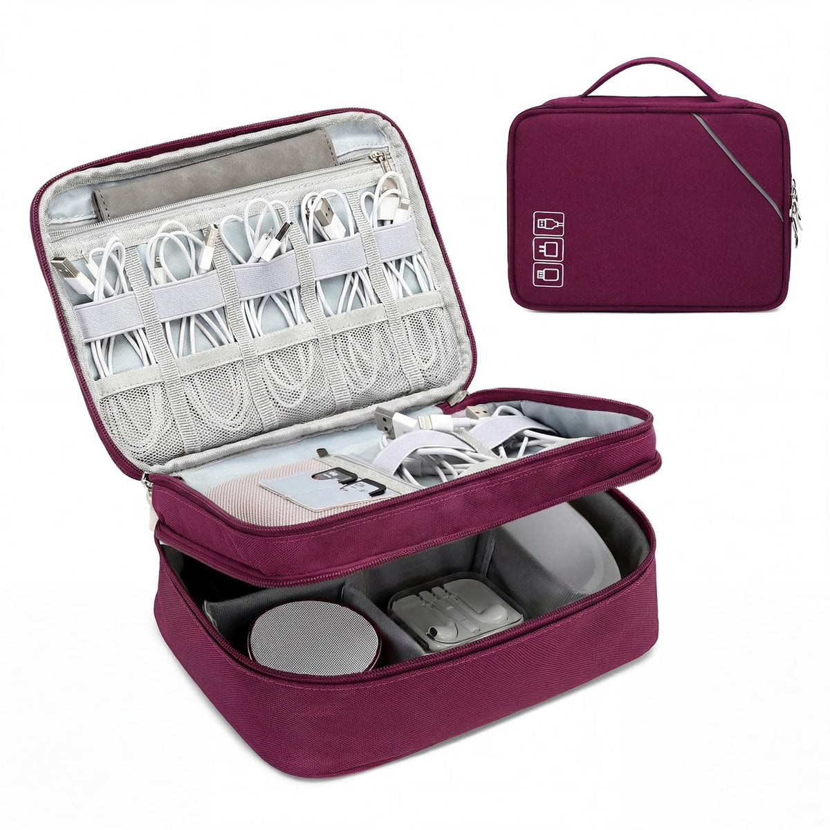 Lanola Electronic Organizer Travel Double Layer Cable Organizer - Image 1