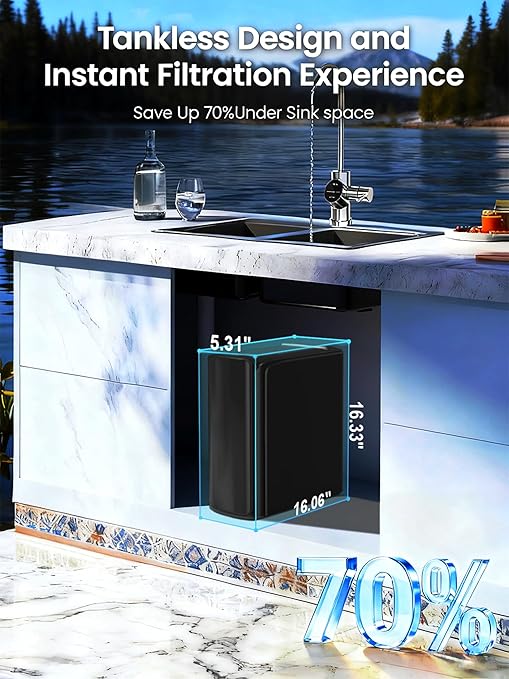 Under Sink Reverse Osmosis System,TDS PFOS&PFOA Reduce, 800GPD Under Counter Ro System,3:1 Pure to Drain,11 Stage Tankless Reverse Osmosis Water Filter,Smart LED Faucet