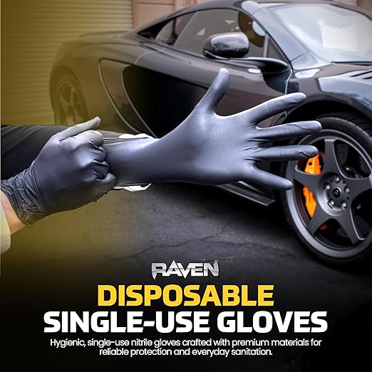 SAS RavenbSafety 66518 6 mil Black Nitrile Disposable Gloves 7 Mil - Large - 10 Pack(10 boxes of 100 each)