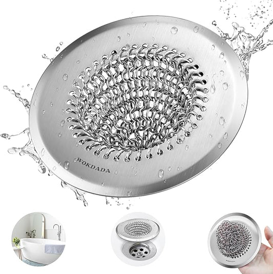 Bathtub Drain Hair Catcher, Fast Drainage Shower Drain Hair Catcher, Reversible 304 Stainless Steel Drain Protector for Pop-Up and Regular Drains of Bathroom(Patented Product)
