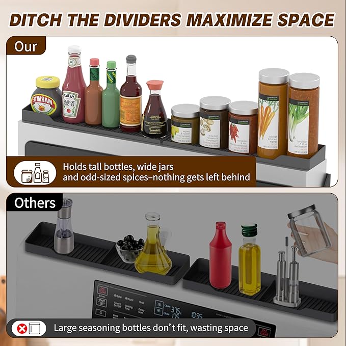 Stainless Steel Stove Gap Covers (2 Pack), Stove Gap Filler and Silicone Stove Top Shelf 30 Inch Magnetic (1 Pack), Easy Clean Heat Resistant Kitchen Bundle
