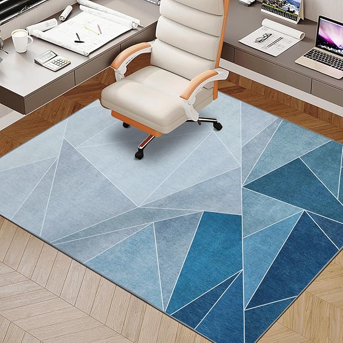 Office Chair Mat for Hardwood Floor,48"*60" Highly Premium Quality Rolling Office Mat- 3.86lbs Anti-Slip Chair Rug Mat for Low-Pile Carpet Office Home Laminate Floor Blue Grey