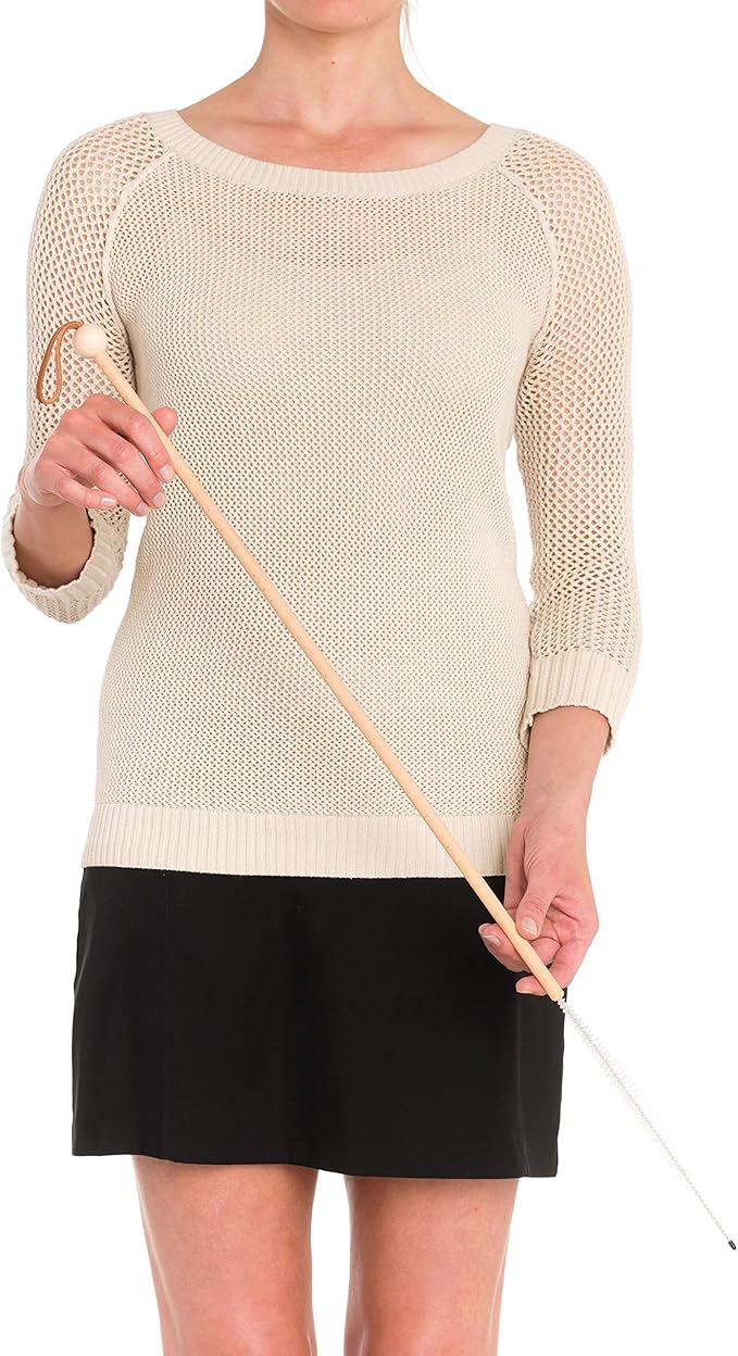 REDECKER Inter-Digital Toe Brush, Extra-Long 31-1/2 inches Beechwood Handle, Soft Nylon Bristles, Easy Way to Clean Between Toes - Long Handled Brush to Clean Between Toes - Made in Germany