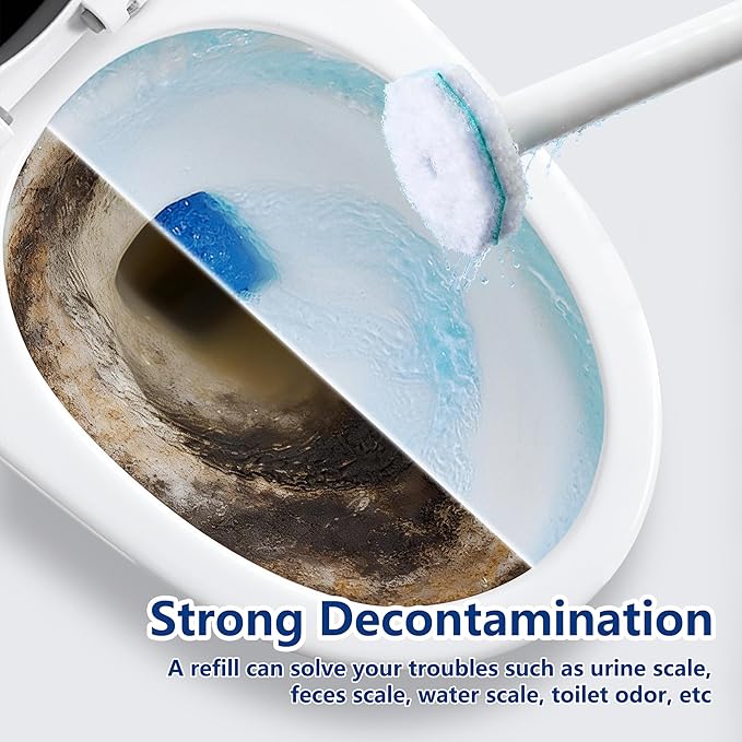 Disposable Toilet Brush with 42 Wand Refills, Wall Mounted Toilet Brush and Holder Set - Effortless Disposable Toilet Bowl Cleaner Wand (Rainforest Scent)