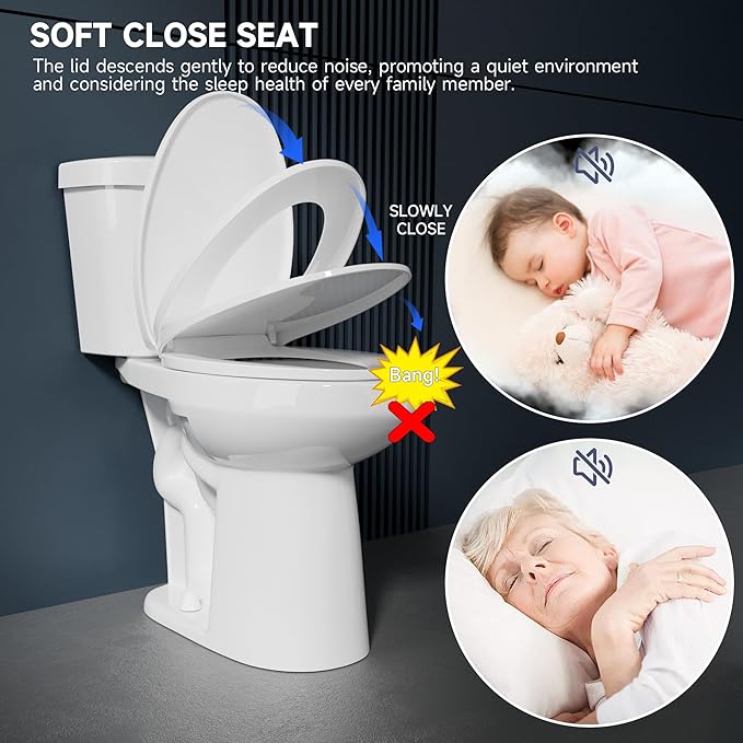 Elongated Extra Tall Toilet 21 Inch for Seniors 1.1/1.6 GPF Tornado Dual Flush - Two Piece Comfort High Toilet for Bathroom, 20.5 Inch Bowl Height, 21.25 Inch Seat Height, 12" Rough In, White