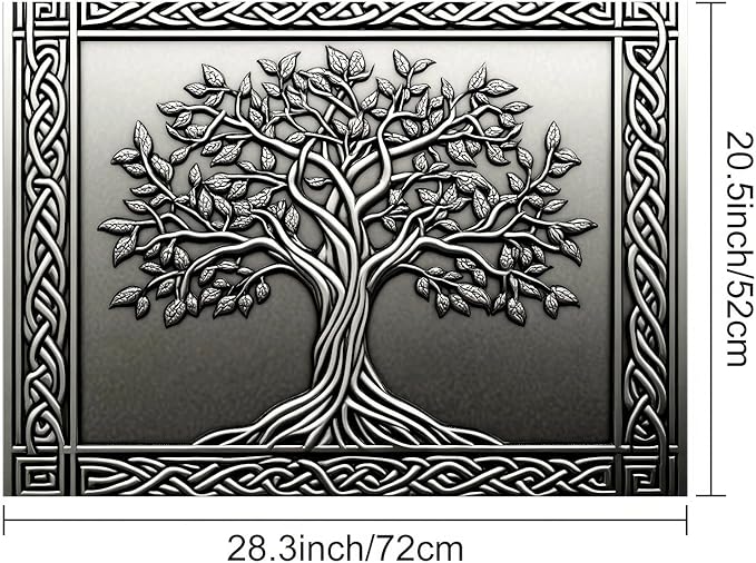 Tree Stove Top Covers Pad 28 x 20 inches Silver Tree of Life Kitchen Decorations Dish Drying Mat Coffee Bar Mats Kitchen Decor Absorbent Pad Fit Coffee Maker Machine Dish Drying
