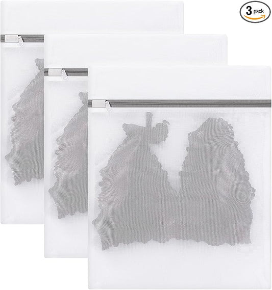 Laundry Bags Mesh Wash Bags, Lingerie Bag for Washing Delicates, White Net, 3M