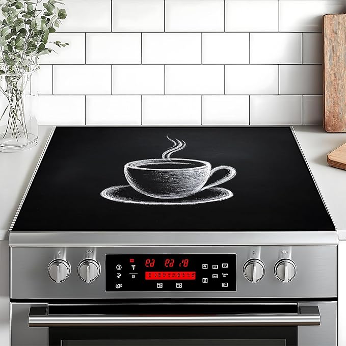 Stove Top Cover Flower Gas Stove Top Cover for Home Decoration Kitchen Pad Non-Stick Washable Cooktop Covers Countertop Protector Keep Stove Clean (Coffee, 28L"x20W")