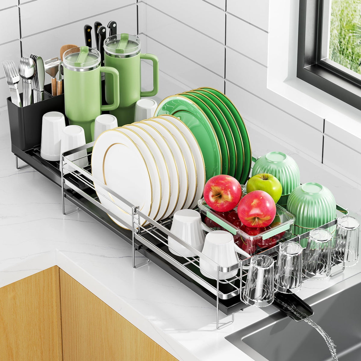 Large Dish Drying Rack, Expandable Dish Rack - Image 1
