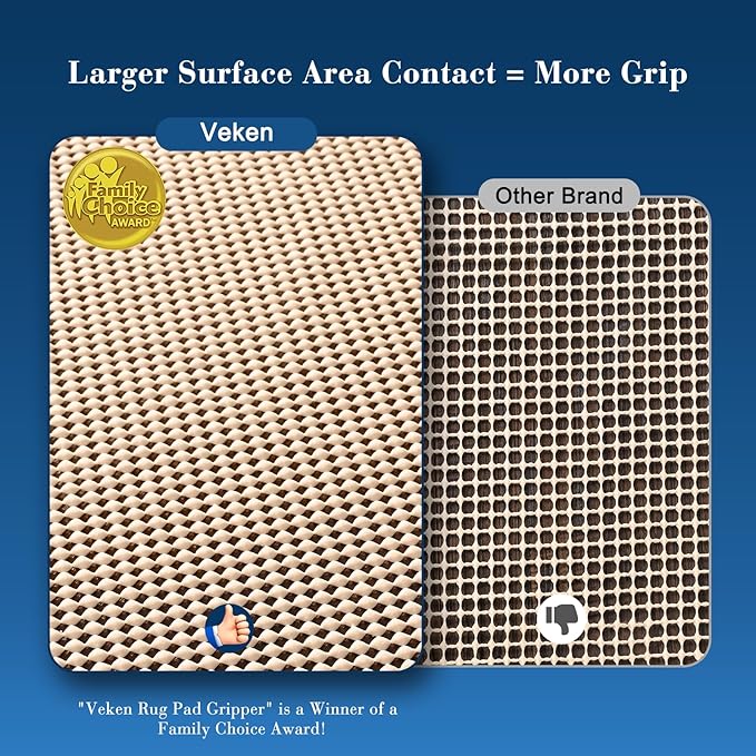 Veken Runner Rug Pad Gripper for Hardwood Floors, Non Slip 2x8 Ft Khaki Rug Pads for Area Rugs, Thick Rug Grippers for Tile Floors, Under Carpet Anti Skid Mat, Keep Your Rugs Safe and in Place