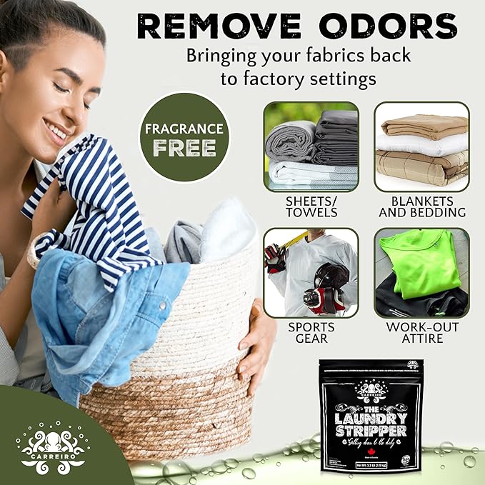 Carreiro Clean The Laundry Stripper - All-In-One! Dirt and Build-up Remover, Odor Eliminator, Laundry treatment. The One and Only All-in-One Laundry Stripper.…