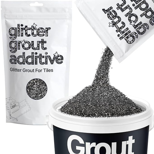 Hemway Black Glitter Grout Additive 100g Metallic Flakes for Adding Sparkle to Kitchen & Bathroom Tiles | Enhance Your Indoor Grouting Projects with a Durable Sparkly Effect