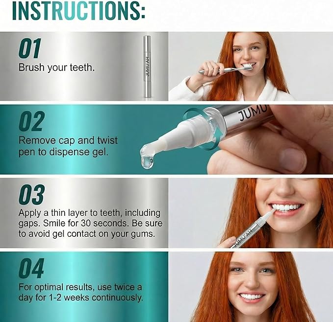 Jumu’ah Teeth Whitening Pens, Certified Non-Toxic, Enamel Safe - NO Sensitivity - Oral Care Teeth Whitener Pen, Vegan & Gentle on Teeth Professional Stain Removal (Pack of 3)