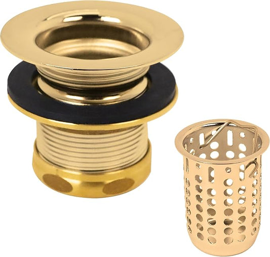 Westbrass A218-01 Junior Bar and Laundry Sink Drain Assembly with Removable Strainer Basket, Polished Brass