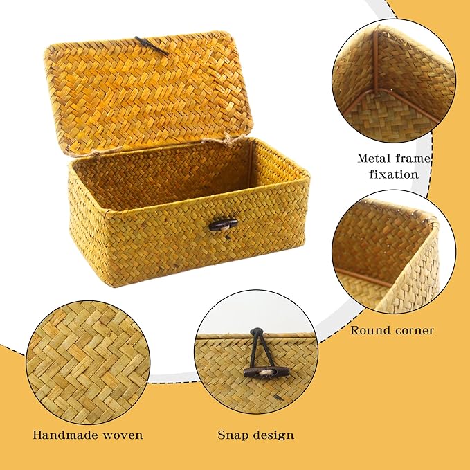 Klmnop Dryer Sheet Holder, Rustic Woven Dryer Sheet Container with 2 Pack Wool Dryer Balls, Fabric Softener Dispenser for Laundry Room(Orange)