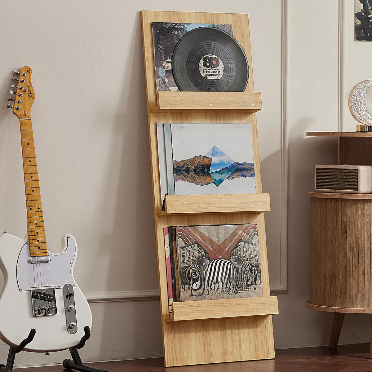 LELELINKY Wall-Leaning Vinyl Record Holder with 3 Tier - Image 1