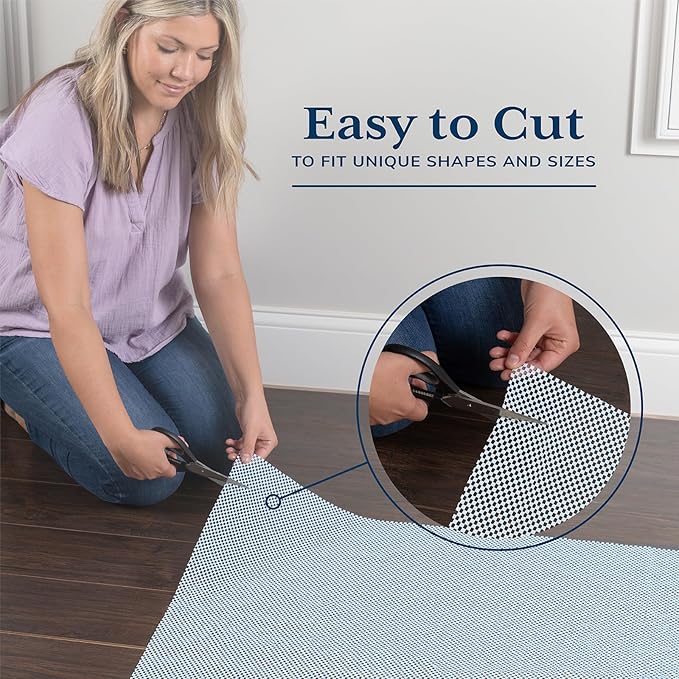 Veken 2x3 Ft Rug Pad Gripper for Hardwood Floors, Non Slip Grey Blue Rug Pads for Area Rugs, Thick Rug Grippers for Tile Floors, Under Carpet Anti Skid Mat, Keep Your Rugs Safe and in Place