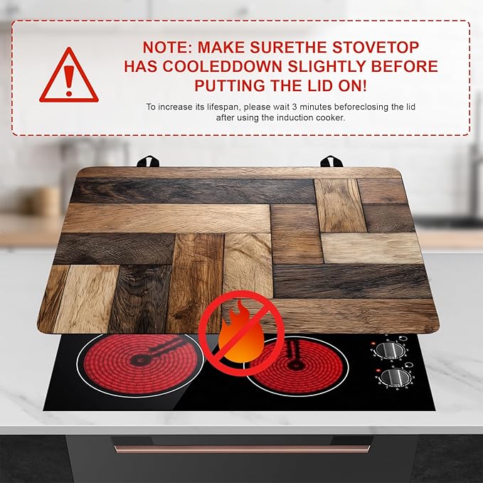 Stove Top Cover Flower Gas Stove Top Cover for Home Decoration Kitchen Pad Non-Stick Washable Cooktop Covers Countertop Protector Keep Stove Clean (Wood grain, 28L"x20W")
