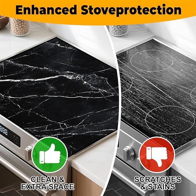 Stove Top Cover for Home Decoration Kitchen Pad Washable Cooktop Covers Countertop Stove Protector Mat for Home Kitchen Cooktops (black, 28"x20")