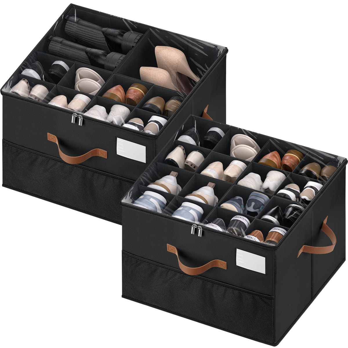 Shoe Organizer for Closet, Adjustable Storage Box Holds 32 Pairs - Image 1